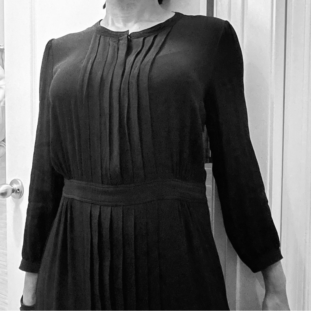 BURBERRY BRIT accordion pleaded midi dress black size 12